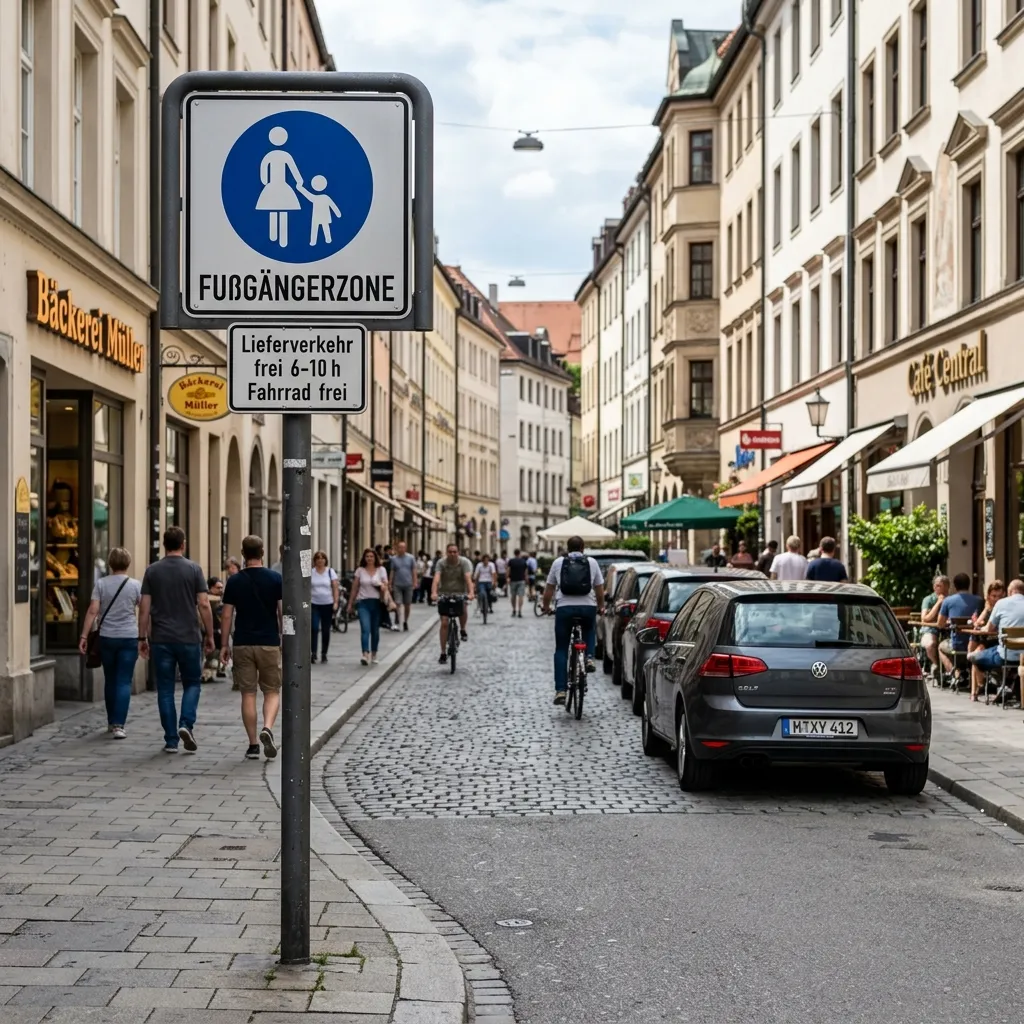 Zastavení v pěší zóně a dopravní značení